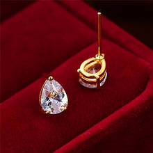 Simple Female White Crystal Stone Earring Rose Gold Silver Color Stud Earrings Trendy Geometry Small Wedding Earrings For Women 2024 - buy cheap