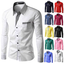 Мужская рубашка, мужская рубашка с длинным рукавом, Мужская Корейская рубашка для похудения, формальная повседневная мужская рубашка, рубашка для похудения, мужская рубашка 2024 - купить недорого
