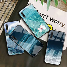 Funda de vidrio templado para Samsung Galaxy, carcasa de vidrio templado con diseño de ola de mar azul para modelos A 10S, 10E, 20S, 20E, 30S, 40, 50S, 60, 70, 80, 90, 6, 7 y 8 2024 - compra barato