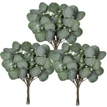 Simular folha de eucalipto artificial verdura feriados decoração de natal diy 2024 - compre barato