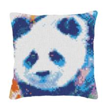 Kit de travesseiro almofada de gancho, tapete de travesseiro diy estampa de panda, conjunto de bordados, almofada de crochê 2024 - compre barato