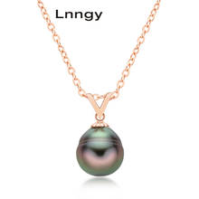 Lnngy 18K Solid Gold Necklace 8-9mm Tahitian Spiral Black Pearl Semi-baroque Necklace Women Engagement Gifts with Silver chain 2024 - buy cheap