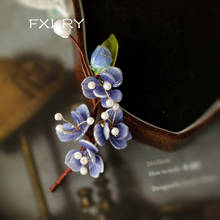Fxlry original feito à mão natural de água doce pérola planta flor broches camisola pino para jóias femininas 2024 - compre barato