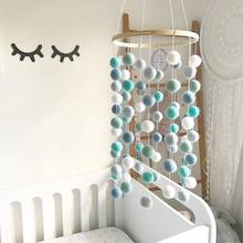 INS деревянное кольцо с фетровыми шариками, ветряные колокольчики для новорожденного ребенка, колокольчик, подвеска для детской комнаты, украшение на стену, украшение для фотосессии 2024 - купить недорого