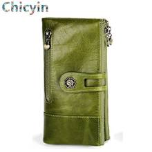 Luxury Brand Cow Leather RFID Wallet Women Hasp Zipper Walets Genuine Leather Female Purse Long Womens Wallets Ladies Clutch 2024 - buy cheap