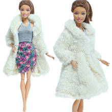 2 шт./компл. зимние кукла пальто платье юбка с цветочным рисунком; Теплые меховые блузка на каждый день обувь на выход вечерние Одежда для куклы Барби аксессуары для кукол игрушки 2024 - купить недорого