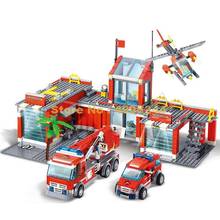 8051 774pcs Urban Fire Station Firefighter Truck Helicopter Car Building Blocks 6 Dolls Toy 2024 - buy cheap
