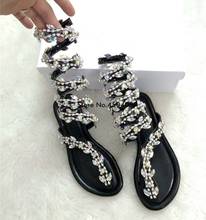 Summer Knee High Boot Luxury gladiator sandal women Flat Crystal Sandals Punk Wedge Heel Women Sandals Wedding Party shoes 2024 - buy cheap