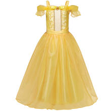 Children Clothing Golden Cosplay Clothes Tulle Gowns Eveving Party Princess Dress 5-14Year Teen Costume 2024 - buy cheap