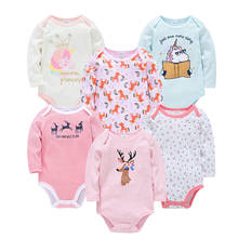 Kavkas 3 6 PCS/SET Newborn Bodysuit 100% Cotton Long Sleeve Autumn O-neck Overalls Infant Cartoon Girl Boy Clothes 2024 - buy cheap