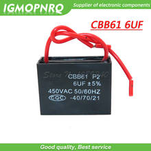 Capacitancia de arranque CBB61 6uf, condensador de ventilador de CA, igmopnrq 450V 6UF CBB, funcionamiento del Motor, 2 uds. 2024 - compra barato