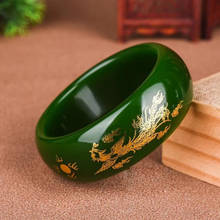 Brazalete de Dragón de Jade verde Natural para hombre y mujer, amuleto de la suerte tallado a mano, joyería, accesorios de moda 2024 - compra barato