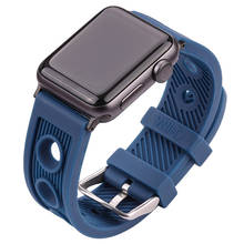 Rubber Strap For Apple Watch Band 42mm 38mm Blue Black Silicone Watchband For Iwatch 44mm 40mm Series 5 4 3 2 1 Watch Accessorie 2024 - buy cheap