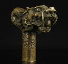 Zhmui880062811 * <++ China antiguo trabajo a mano tallado estatua de dragón de bronce bastón de cabeza 2024 - compra barato