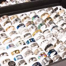 Wholesale Bulk Lots 50pcs Rings Mix Styles Top Men's Women's unisex Fashion colorful Stainless Steel Wedding Jewelry Gifts 2024 - buy cheap