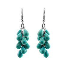 FYJS Unique Silver Plated Green Turquoises Stone Water Drop Earrings Ethnic Style Jewelry 2024 - buy cheap