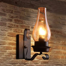 American Led Wall Lamp Loft Retro Industrial Iron Sconce Lighting Balcony Nordic Bedroom Bedside Home Glass Aisle Bar Deco Light 2024 - buy cheap