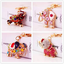 Creative cute elephant keychain animal keychain luggage accessories metal rhinestone pendant small gift set 2024 - buy cheap
