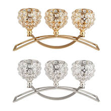 Candelabro de cristal de 3 brazos, centro de mesa, adornos para mesa de Buffet de boda 2024 - compra barato