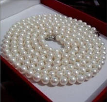 36 inches 8-9MM Akoya SOUTH SEA GENUINE WHITE PEARL NECKLACE White Gold 925silver 2024 - buy cheap
