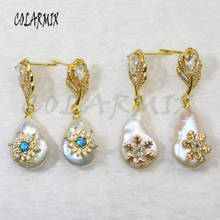 4 pairs Natural pearls earrings&zircon earrings Flower shape zircon pearl earrings Gift for the lady  earrings 6153 2024 - buy cheap