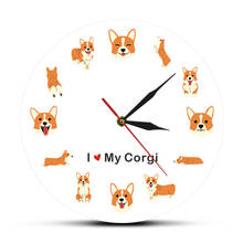 I Love My Welsh-Reloj de pared con diseño de perro Corgi, diseño moderno de cachorro de dibujos animados, Adorable perro mascota, reloj de pared para amantes de los Corgi, decoración del hogar 2024 - compra barato