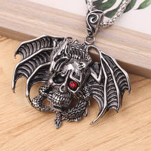 CHICVIE Hot Dragon Punk Pendants&Necklaces For Women Hip-hop Skull Silver Necklace Stainless Steel Statement Necklaces SNE190190 2024 - buy cheap