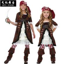 Fantasia de halloween para crianças, cosplay do capitão pirata, para meninas, traje de pirata 2024 - compre barato