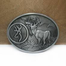 BuckleClub wholesale zinc alloy browning deer belt buckle jeans gift belt buckle FP-02516-1 pewter finish 4cm width loop 2024 - buy cheap