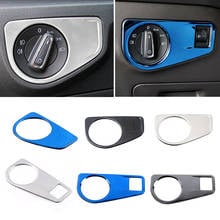 For Volkswagen VW Tiguan MK2 2017-2019 Stainless Steel Chrome Carbon Fiber Headlight Head Light Switch Covers Trim Panel 2024 - buy cheap