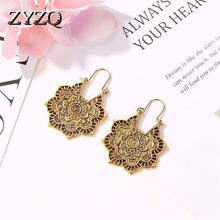 ZYZQ Classic Ethnic Earrings For Women Romantic Flower Engraved Party Accessories Gold Color Silver Plated Earrings Wholesale 2024 - buy cheap