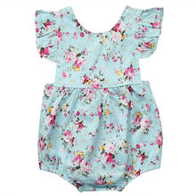 Summer Cute Baby Girls Floral Bodysuit Short Sleeve Cotton Costume Children Clothing Blue Floral Bodysuits  0-18M Jumpsuit 2024 - buy cheap