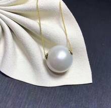 free shipping >>>>noble jewelry huge14-13mm south sea round white pearl pendant 14k chain 2024 - buy cheap