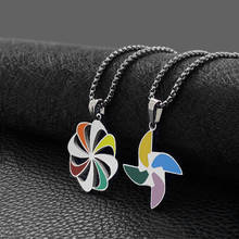 Stainless steel fashion four-color windmill necklace pendant men and women all-match titanium steel necklace 2024 - buy cheap