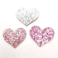 30pcs/lot Glitter Heart padded Appliques for DIY hair clip  Accessories Craft Handmade Decoration 2024 - buy cheap
