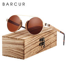 Солнцезащитные очки BARCUR, круглые поляризационные очки из дерева черного ореха, УФ-очки 400 2024 - купить недорого