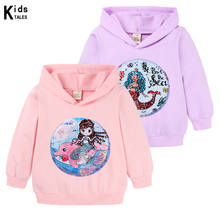 Baby Girls Hooded T-Shirts Autumn cartoon Kids Girls Clothes Casual Long Sleeve Sequined Reversible T-shirts Tops RQ-435 2024 - buy cheap