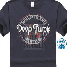 Camiseta de color morado oscuro para hombre, camisa básica de manga corta con humo en el agua, ropa informal negra 2024 - compra barato