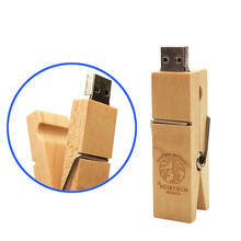 Pendrive de madeira com clipe para logo (mais de 10 peças grátis), usb 2.0 duplo, 8g, 16gb, 32gb, presente, flash drive 2024 - compre barato
