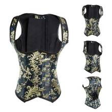 Free shipping Steampunk Underbust Gothic Pattern Underbust Corset Brocade Floral Vest S-6XL 2024 - buy cheap
