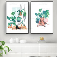 Картина на холсте в стиле джунглей, тигр, Ленивец, кошка, растение, минималистичное настенное искусство, скандинавские плакаты и принты, настенные картины для декора гостиной 2024 - купить недорого