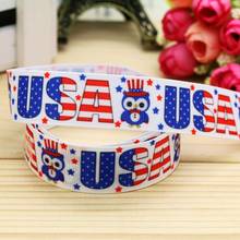 DHK 7/8'' 5yards 4th of july owl printed grosgrain ribbon headwear hair bow diy party decoration OEM Wholesale 22mm E992 2024 - buy cheap
