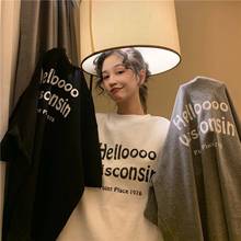 Carta impressa femme t-shirts o-pescoço manga curta camisetas soltas algodão solto coreano moda roupas de verão para mulher 2024 - compre barato