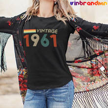 Vintage 1961 T shirt women Retro Born in 1961 T-shirts 60th Birthday Perfect Gift Tee shirt for mother mom gifts tshirt Tops tee 2024 - buy cheap