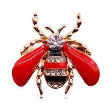 Broche de cristal de abeja pequeña roja para mujer, alfileres de solapa de aleación esmaltada, Collar de camisa de insectos, accesorios de ropa 2024 - compra barato