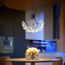 Современная светодиодная Люстра для ресторана, хрустальная лампа с золотым и черным одуванчиком, для гостиной, спальни, кухни, декоративный подвесной светильник 2024 - купить недорого