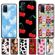 Lucky capa de celular sky bear e borboleta, capa de celular fofa de couro de vaca para oppo reno 4 pro 2 z a5 a9 a53 a31 2020 a1k a3s a5s a15 a52 a72 a83 f7 f5 2024 - compre barato