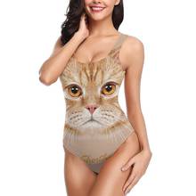 Maiô feminino de uma peça, sexy, sem costas, roupa de banho, vestimenta para mulheres, traje de banho, roupa para nadar, estilo britânico, curto, face de gato, 2021 2024 - compre barato