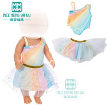Ropa para muñeca que se ajusta a la muñeca bebé recién nacido, mono de tirantes a la moda, falda de arco iris, 43cm 2024 - compra barato