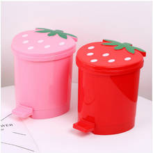 Cute Strawberry Desk Trash Can Small Plastic Storage Baskets for Home Car Trash Cans Mini Garbage Can Kawaii Trash Bin Pink Red 2024 - buy cheap